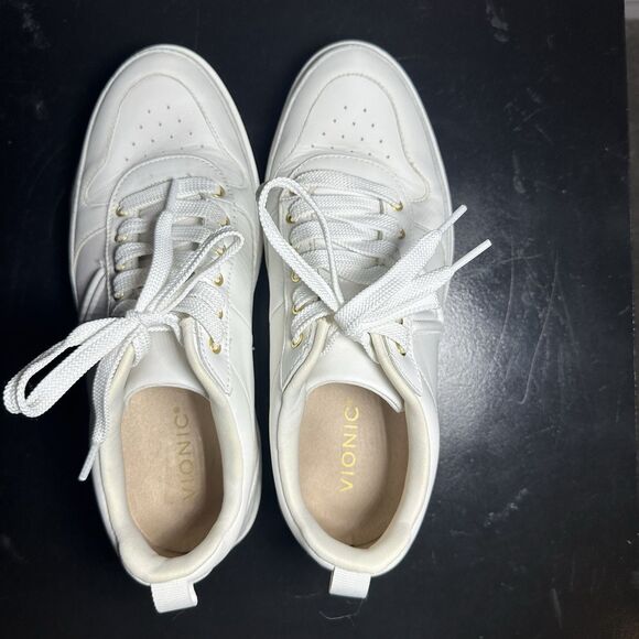 Vionic Womens Size 8.5 Wide Elise White Casual Leather Sneakers - Picture 2 of 16